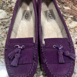 UGG Purple Suede Slippers with Tassel Detail